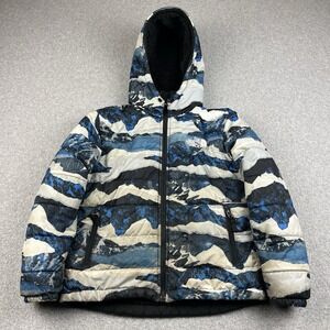 The North Face Jacket Boys Medium 10 Reversible Mt Chimbo Full Zip Hooded Blue